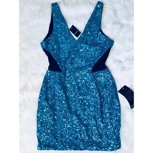 Bebe Blue Sequin Dress